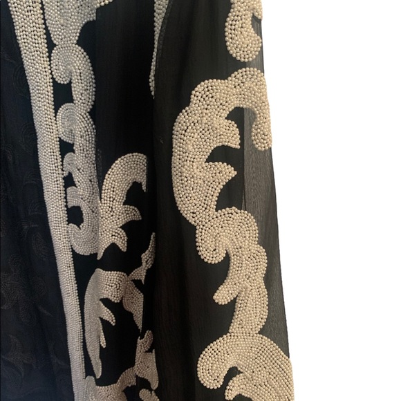 Vintage 100% Black Silk Beaded Pearl Evening Jacket Made in India Sz S - Picture 6 of 11